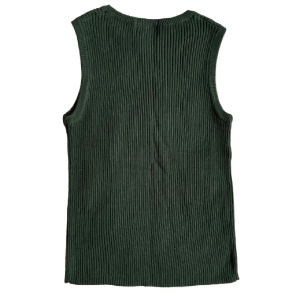 Vintage Limited Too Girl's Dark Green Ribbed Tank Top Size L (14) Y2K Retro NWT